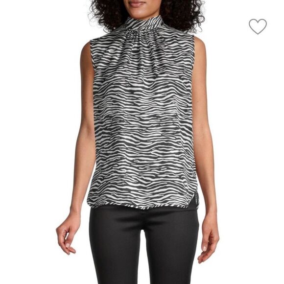 MaxMara Adda Zebra Print Silk Sleeveless Blouse 6 NEW - Picture 1 of 12